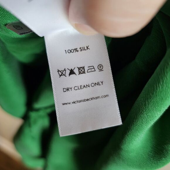 Victoria Beckham US 8 Silk Scalloped Knee-length Dress Green/Black Size EU 40 - Picture 5 of 6